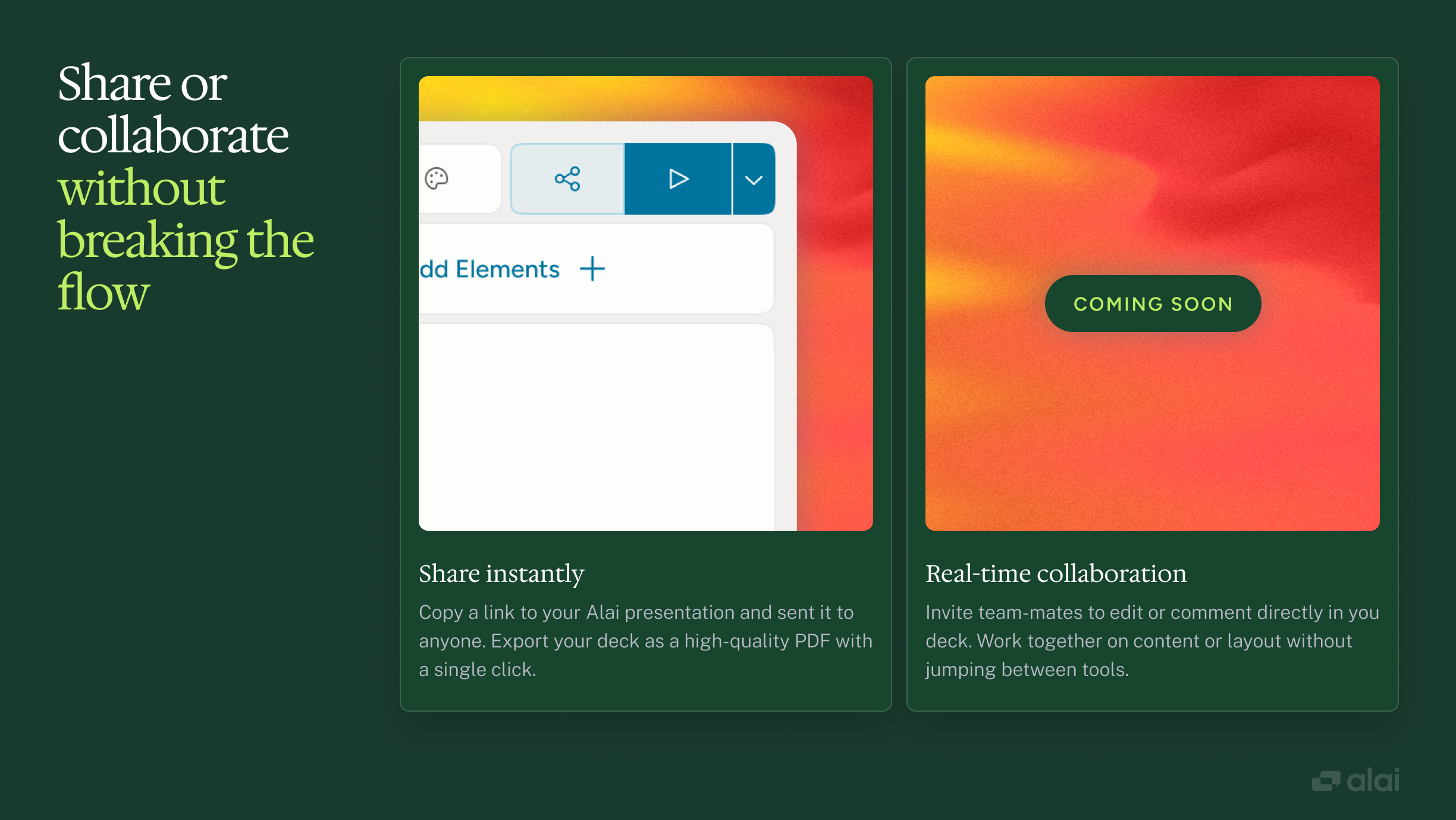 Slide Elements, Import/Export & Rendering Platform